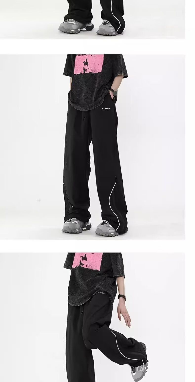 Charge for men in summer, thin and cool, trendy brand, loose casual p, American high arcade style, wide leg sports_voghion.com