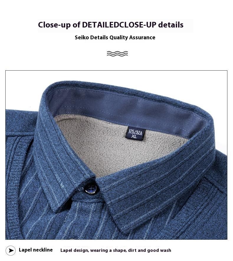 Men's knitted with wool and plush thickening, 2024 winter vacation two-piece shirt collar sweater D_voghion.com