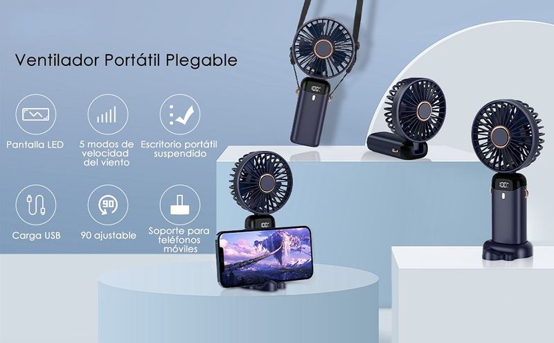 Elektrisk vifte Portable Air Conditioner Mini Cooler Oppladbare halsvifter for hjemmehånds usb-kondisjoneringsblader_voghion.com