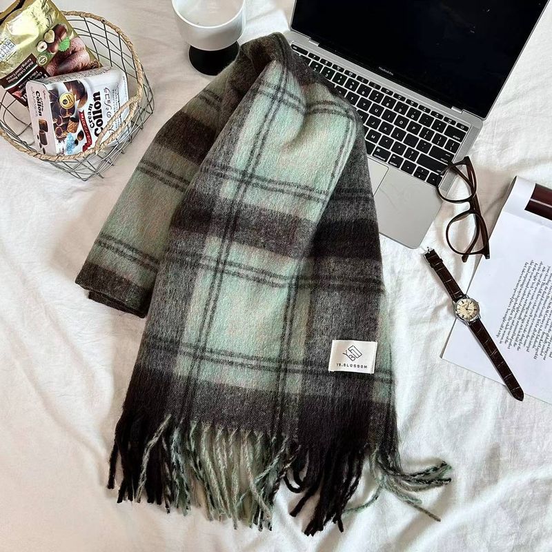 2024 Neuer Mirad Premium-Schal mit Karomuster für Damen im Winter, koreanische Ausgabe, doppelt verwendbar, dicker, warmer Schal_voghion.com