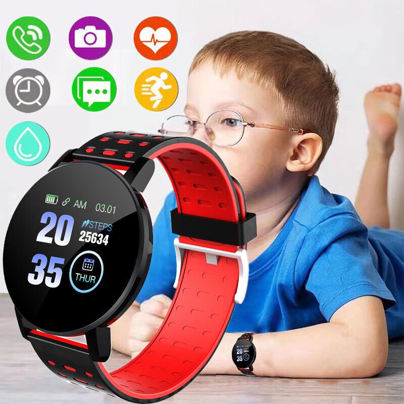 1,44 Zoll Bluetooth 4.0 LED Digital wasserdichte intelligente Kinder-Pulsmesser-Fitness-Tracker-Uhr für Jungen und Mädchen_voghion.com