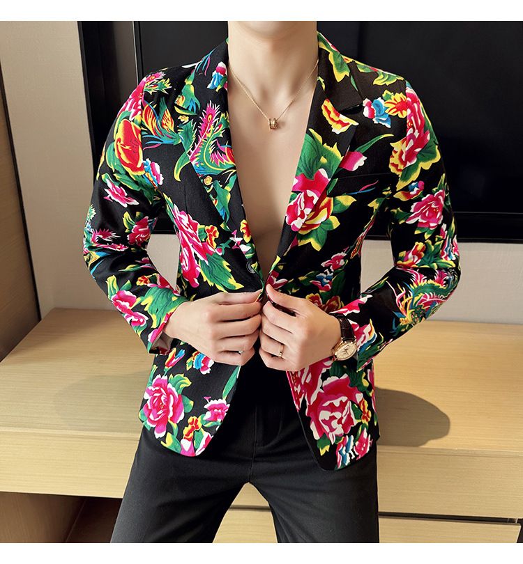 2024 Wiosna Jesień Nowa męska moda i wypoczynek Northeast Big Flower Suit Top Coat_voghion.com