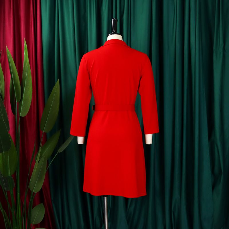 Vêtements pour femmes taille haute mode taille taille plissée couture mi-longue robe de costume_voghion.com