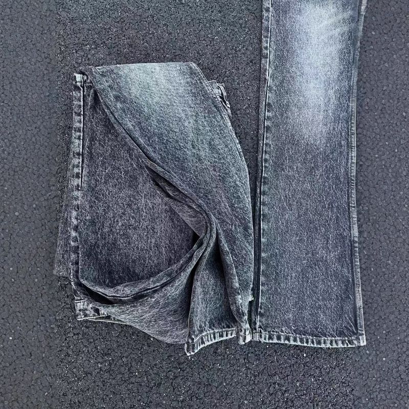 Herrkläder Marmortvättade utsvängda jeans Ren passform Retrobyxor Trend_voghion.com