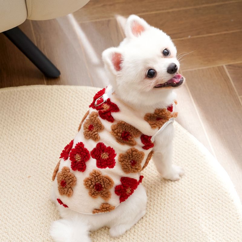 Fleece Vet, Inulated Warm Winter Jacket Floral Print Coat, Dog For Small Dog, Puppy Clothe, York Chiwawa, Pet By PawParty Store_voghion.com