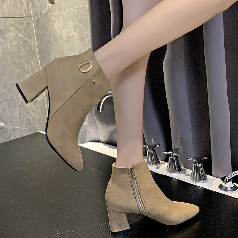 2023 autumn new style side zipper thick heel European women's shoes trendy European and American large size suede Martin boots women_voghion.com