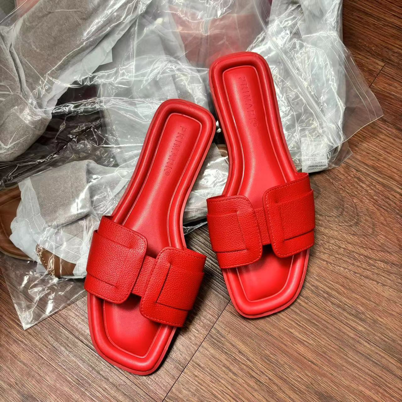 Chaussures pour femmes chaussures confortables recouvertes de cuir, pantoufles pour femmes décontractées et tendance à bout rond_voghion.com
