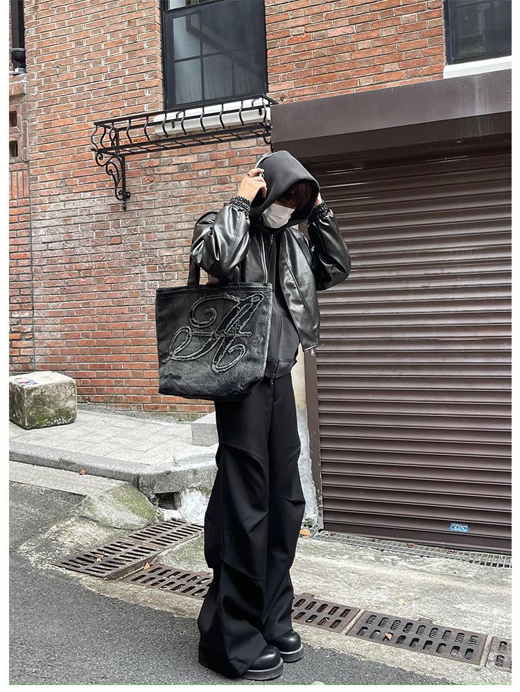 American Style Elastic Waist Loose-fit Casual Trousers 280gm Sensibility Ruffled Wide-leg Pants Men's Tuxedo Suit Pants_voghion.com