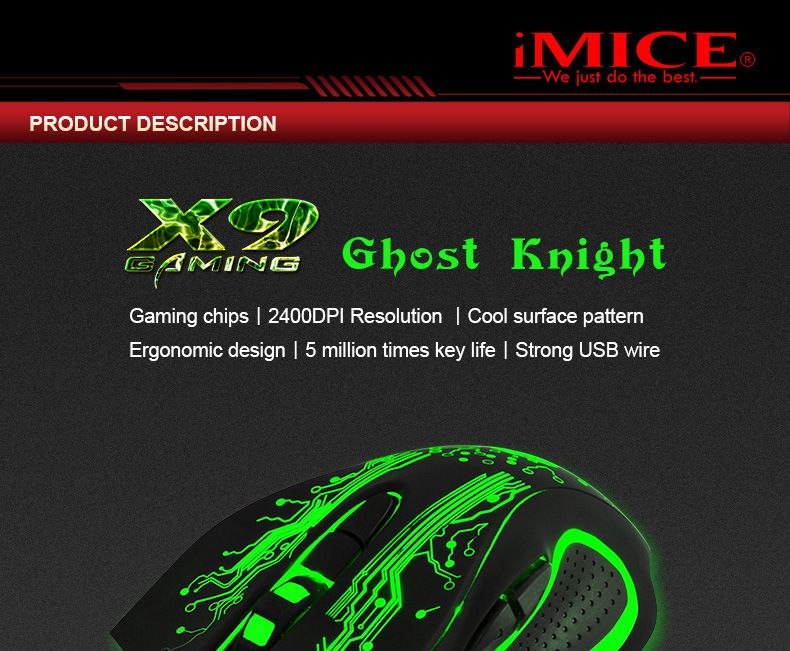 Mouse da gioco cablato – 2400 DPI, 6 pulsanti programmabili, design ergonomico, interruttore DPI a 4 velocità per PC (nero fantasma)_voghion.com