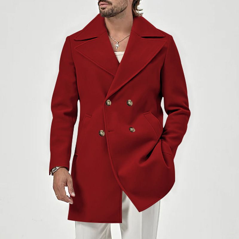 2025 Men's Autumn Winter New Style Lapel Double-Breasted Slim Fit Jacket Trench Coat_voghion.com