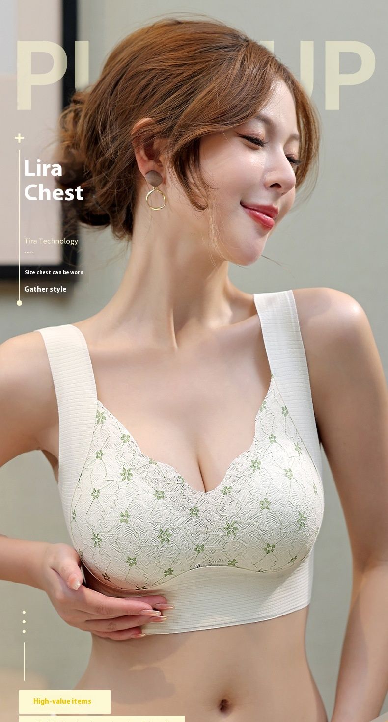 Reggiseno con coppa fissa in pizzo senza traccia, canotta con arricciatura e regolazione, reggiseno anti-cedimento senza seno da donna_voghion.com