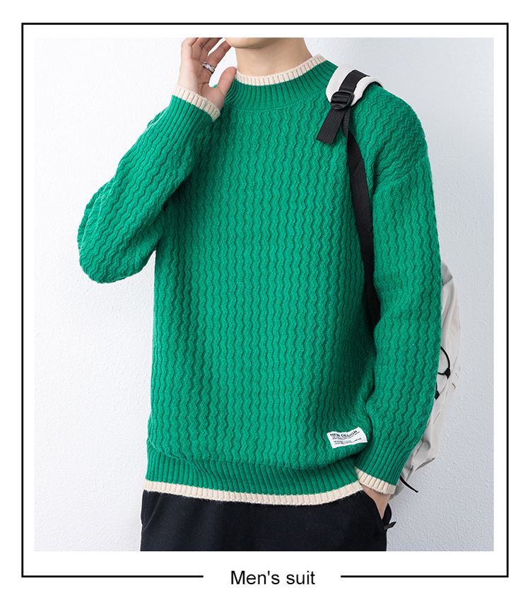Langarm Herren Herbst Winter Neuer Jugend Strickpullover Trendy Loose Vielseitiges Basishemd_voghion.com