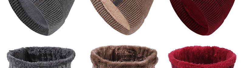 Autumn Winter New Men's Thickened And Scarf Outdoor Fleece-Lined Warm Ear Protection Knitted Hat Two-Piece Set_voghion.com