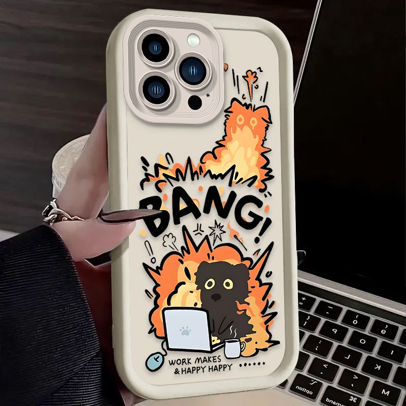 Custodia divertente per cani e gatti con esplosione per iPhone 16 15 14 13 12 11 Pro Max X XS X S Max XR SE 2020 7 8 Plus Custodia in silicone morbido antiurto_voghion.com