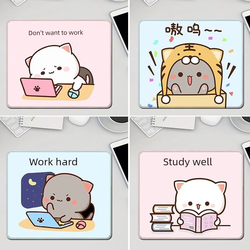 Unbeatable Quality Peach Cat Mouse Thickened Cute Girl Cartoon Small Size Wristband Computer Desk Pad Office Student Anime Creative_voghion.com