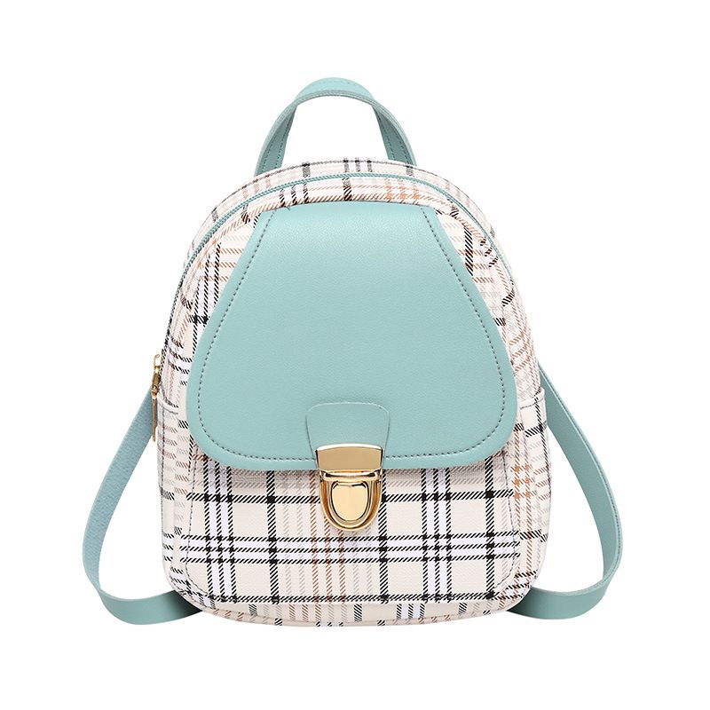Women's Backpack 2024 New Plaid Color Matching Lock Cylinder Shoulder Bag For Women_voghion.com