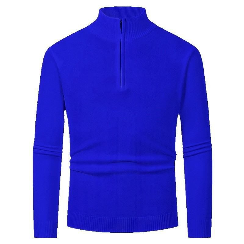 Stilvoller Herren-Strickpullover mit halbem Reißverschluss – Herbst & Winter, schmal geschnitten, lässiger Pullover mit Stehkragen (Weiß, Hellgrau, Dunkelgrau, Schwarz)_voghion.com