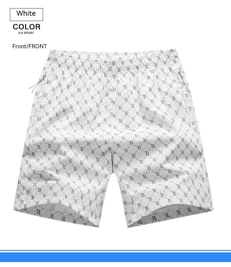 Sommerliche, schnell trocknende, dünne Fünf-Punkt-Shorts, trendiges bedrucktes Sport-P, lässige, gerade Reißverschlusstaschen, sandgeschnitzt_voghion.com