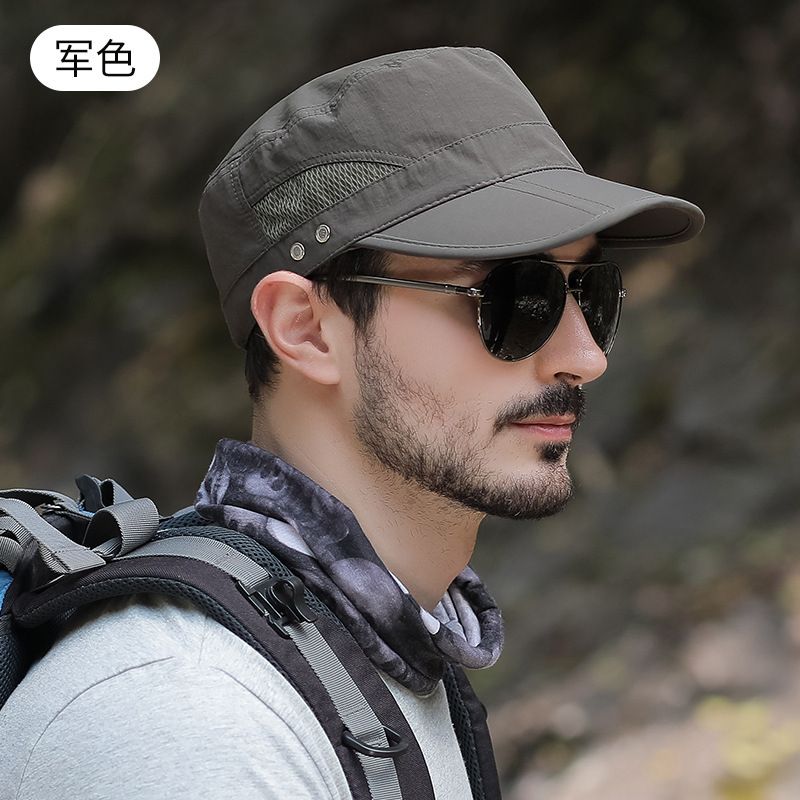 Flache Oberseite für Sommerschutz Herren Schnelltrocknende kurze Krempe Herbst-Winter-Outdoor-Sonnenhut Neue Entenschnabelkappe_voghion.com