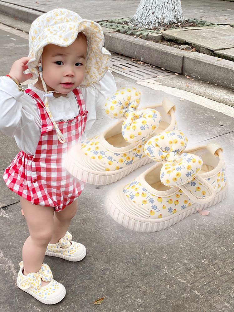 Mädchen bogen leinwand schuhe non-slip weiche sohle neue atmungsaktive casual schuhe vielseitig kinder schuhe_voghion.com
