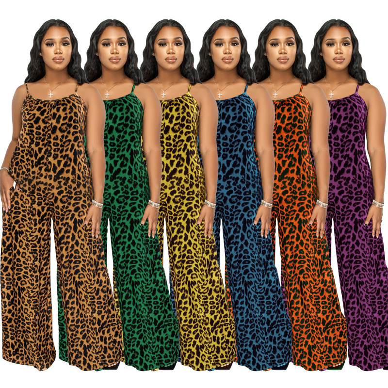New Summer Leopard Print Casual Plus size Jumpsuit_voghion.com