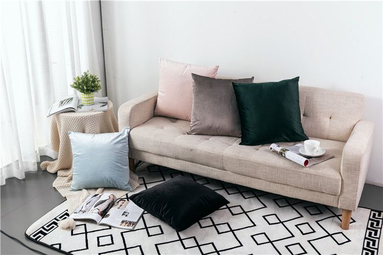 Nordic light luxury solid color thickened Dutch velvet pillow colorful plush sofa cushion bedside cushion_voghion.com