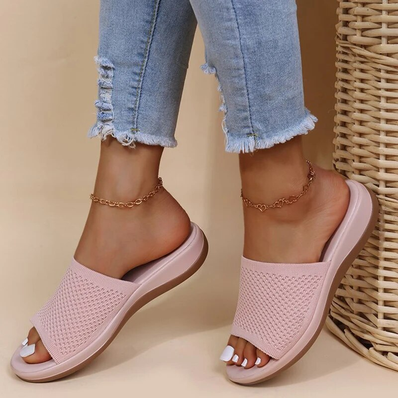 Elastic Force Shoes Women Flat Casual Indoor Outdoor Slipper Summer Sandals For Beach Zapatos Mujer_voghion.com