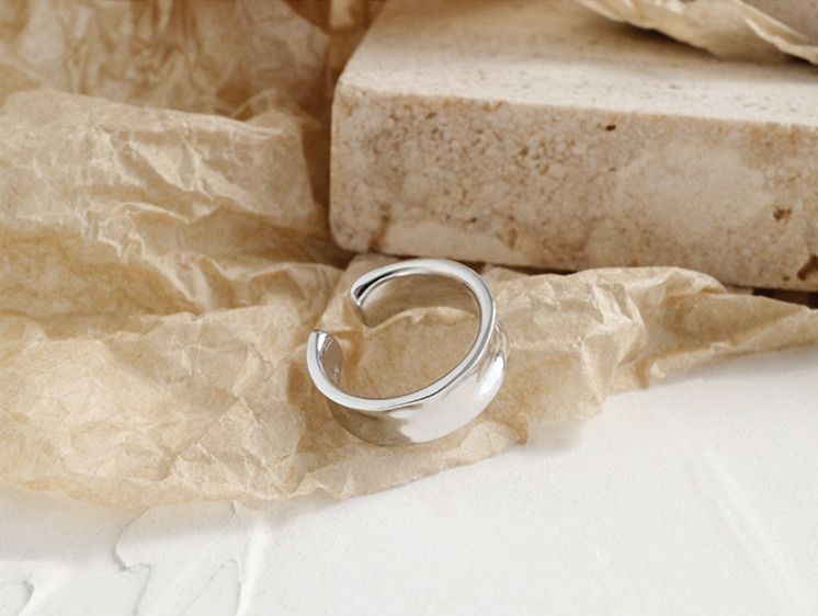 Orecchini a clip con fascia larga in argento sterling 925 da donna, confezione regalo I70_voghion.com