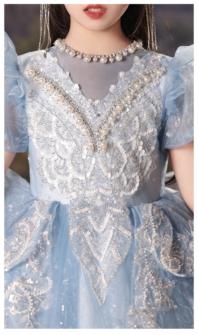 Abito da principessa per bambine per occasioni speciali - Elegante abito a maniche lunghe per damigelle e recital di pianoforte_voghion.com