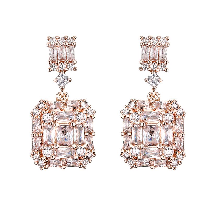 RAKOL Orecchini a bottone quadrati geometrici in zircone per donna, gioielli unici e alla moda, semplici e di nicchia_voghion.com