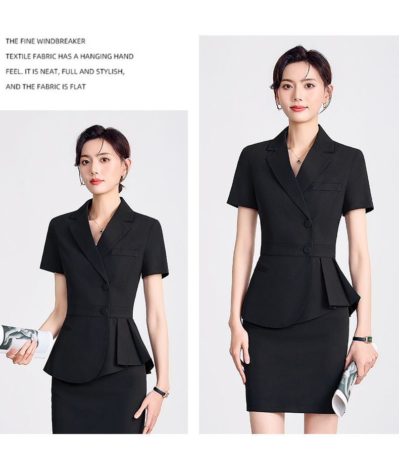 Professional Short Sleeved Suit, Female Capable Temperament, Formal Attire, Manager's Secretary, Hotel Front Desk_voghion.com