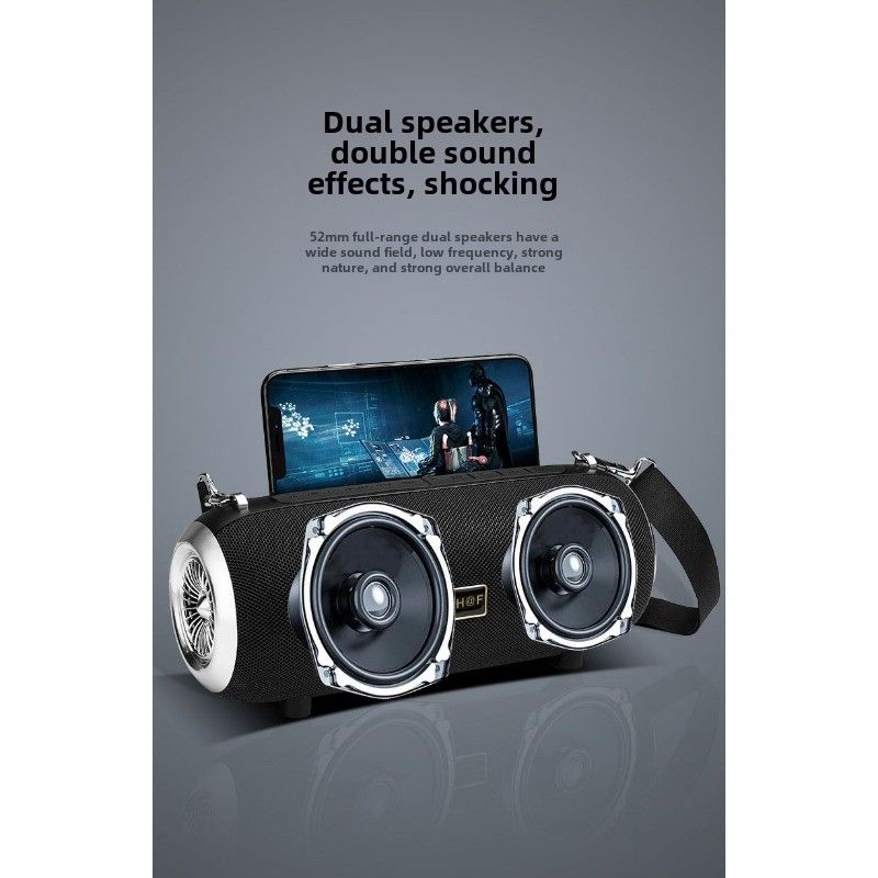 Haut-parleur Bluetooth à double haut-parleur, haut-parleur portable d'extérieur à volume élevé, sangle en tissu, radio audio haute puissance, machine tout-en-un_voghion.com