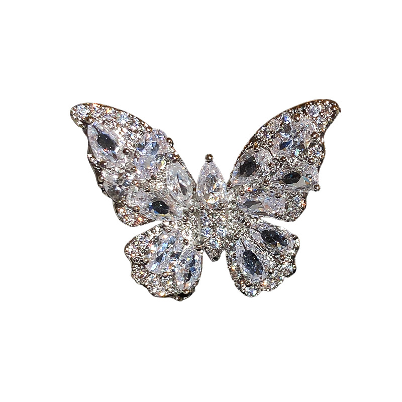 Orecchini a clip alla moda, stile dolce e alla moda, con polsino leggero in zircone a farfalla non forato, di lusso e di nicchia_voghion.com