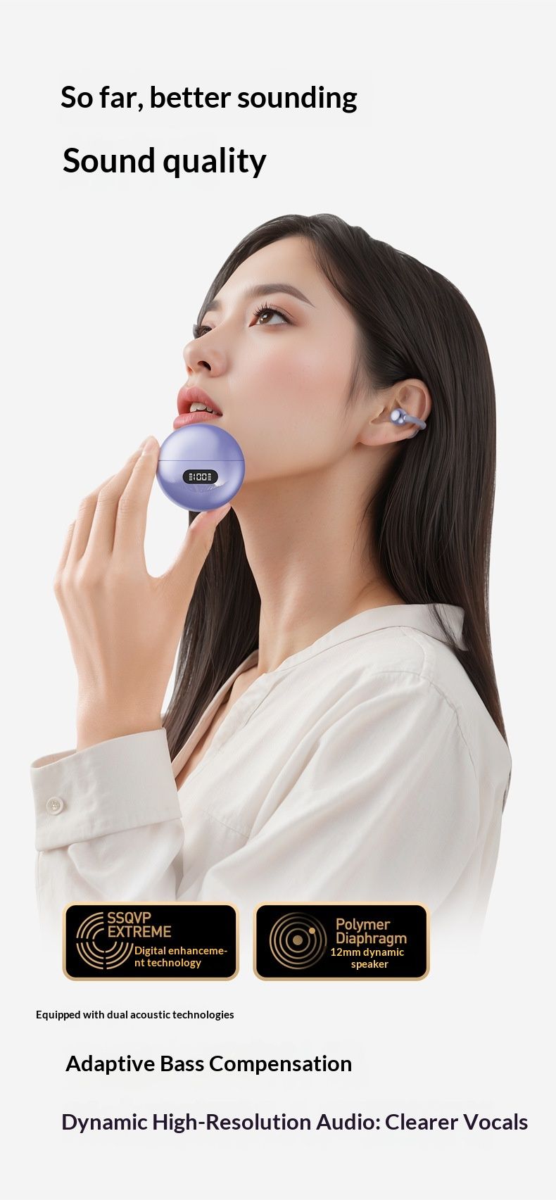 Nouveaux écouteurs Bluetooth Q71 non intra-auriculaires Réduction efficace du bruit Faible latence Qualité sonore sans perte Conduction osseuse_voghion.com