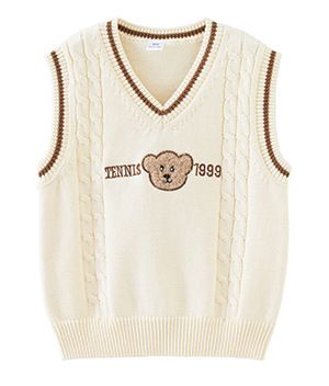 Gilet en tricot brodé de dessins animés pour filles – Uniforme scolaire printemps-automne (80-140 cm)_voghion.com