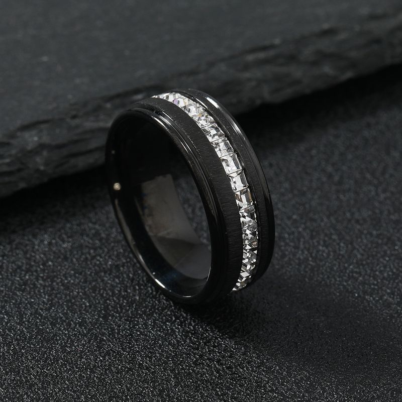 2023 New Stainless Steel Fashionable Simple Single Row Set Square Diamond Ring Personalized Small and Unique Jewelry_voghion.com