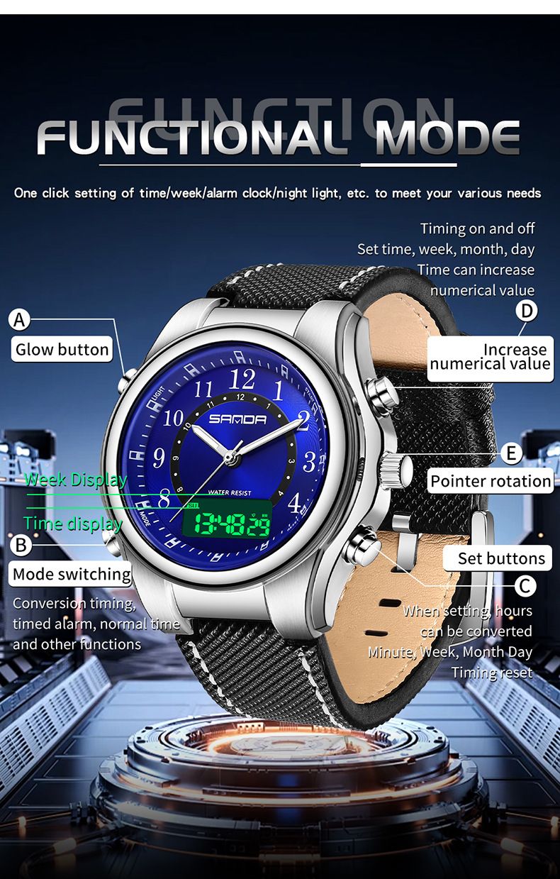 Men's Stylish Multifunction Digital Quartz Watch With Waterproof, Alarm, Stopwatch, And LED Backlight - Perfect For Casual, Business, And Sports_voghion.com