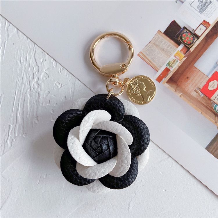 Parti e accessori per borse Moda Pelle Camelia Portachiavi per auto Carino Fiore Zaino Ciondolo Accessori Personalità Portachiavi Anello Donna_voghion.com