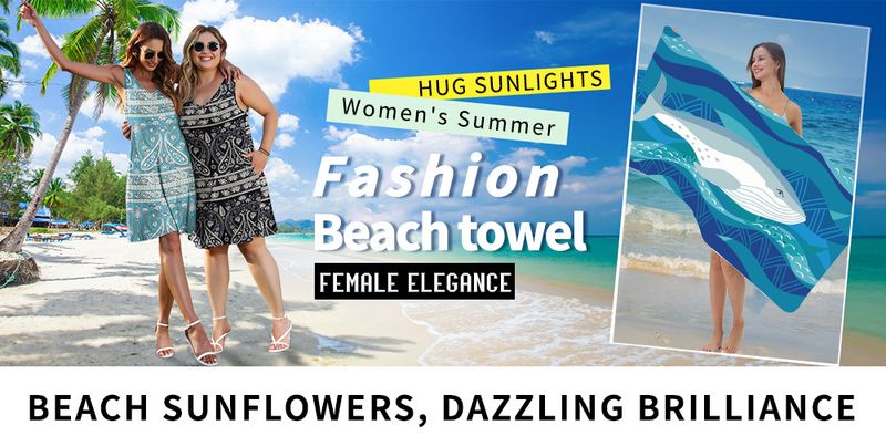 Printed Beach Towel - Double-Sided Flannel & Ultra-Soft Microfiber (Quick-Dry Super Absorbent Perfect For Swimming & Vacation)_voghion.com