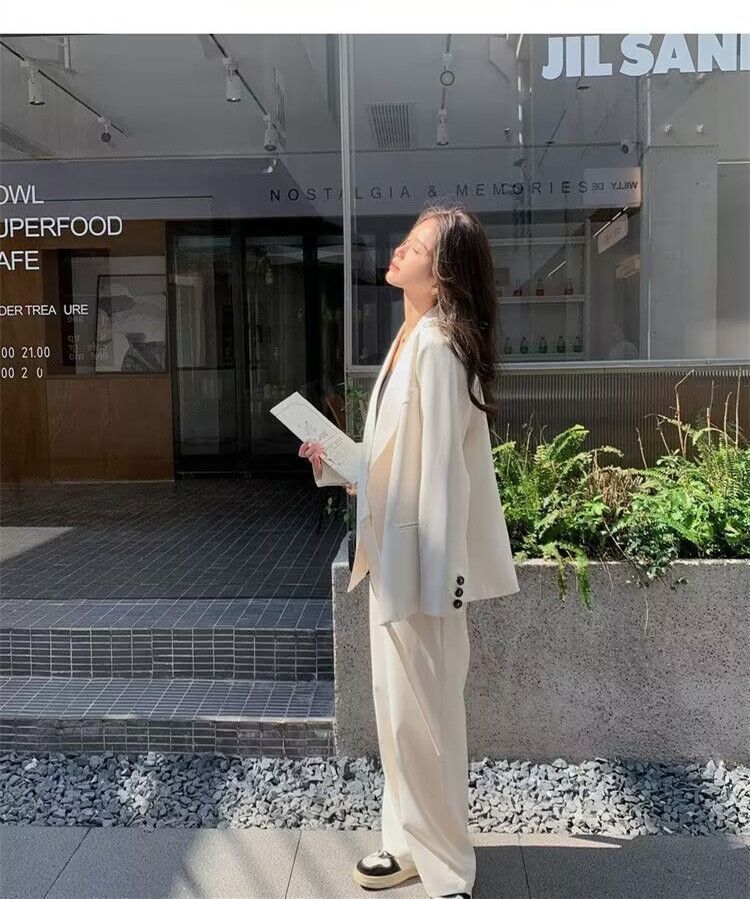 Petit costume deux pièces pour femme, style coréen, haut de gamme, élégant et décontracté, jambes larges, nouvelle collection printemps-automne 2025_voghion.com