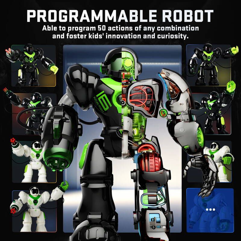 YCFUN 16" Programmable Mega Toy 3+ Kids - Smart Giant Robot For Boys & Girls Black_voghion.com
