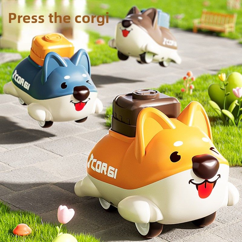 Cartoon Corgi Push Inertia Sliding Pull Back Boys And Girls Baby Toddler Educational Puppy Toy Car Racing_voghion.com