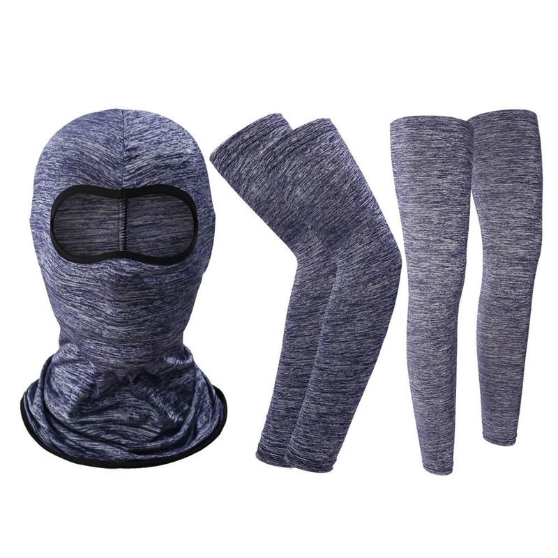 LazyZoom Masque de cyclisme d'été en nylon, ensemble de trois pièces, protection solaire décontractée pour les bras et les jambes en soie, pour sports de plein air_voghion.com
