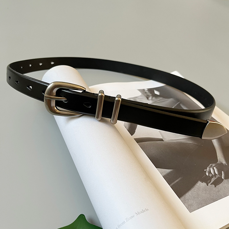 Modischer Retro-Gürtel aus echtem Leder mit silberner Schnalle, Unisex-High-End-Gürtel aus erster Schicht Rindsleder, Ins-Style-Accessoires_voghion.com