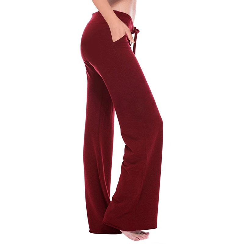 Pantalon de yoga décontracté et polyvalent pour femme, taille élastique, avec insert oblique, collection automne/hiver 2023_voghion.com