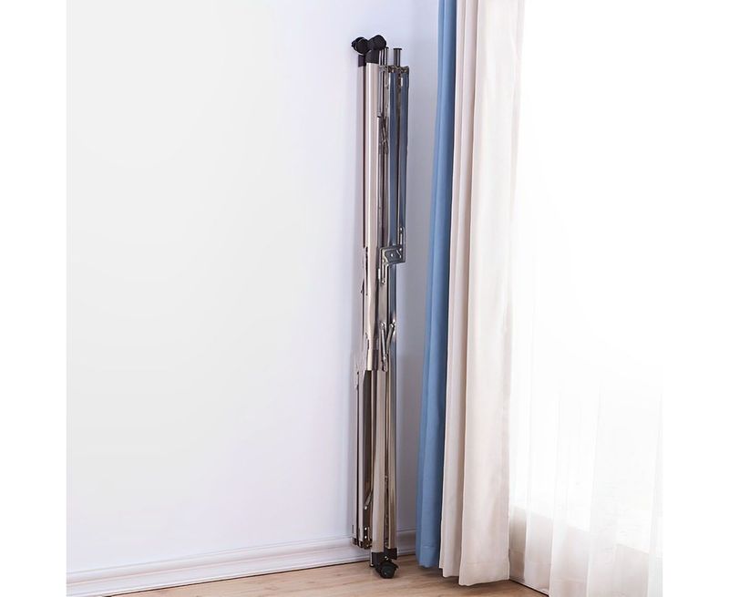 SOGA 2.4m Portable Standing Clothes Drying Rack Foldable Space-Saving Laundry Holder With Wheels_voghion.com