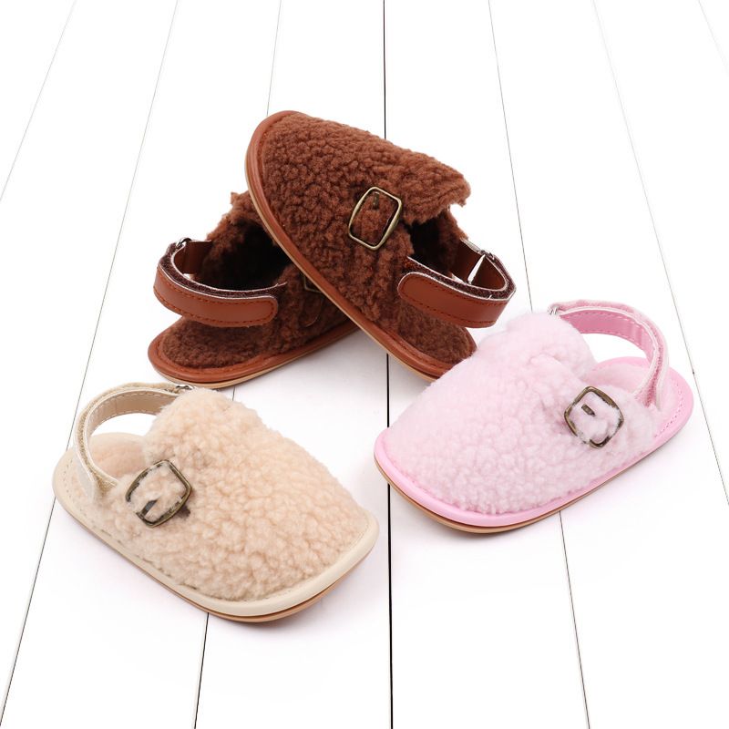 Autumn and winter new lamb wool walking 0-12 months Velcro baby hairy shoes BNB3132_voghion.com