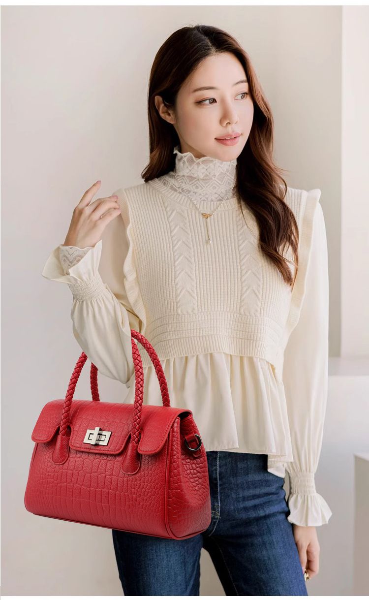 Borsa a tracolla in pelle morbida ed elegante, con tracolla intrecciata, per donne, 2025, nuova, alla moda, per mamme di mezza età_voghion.com