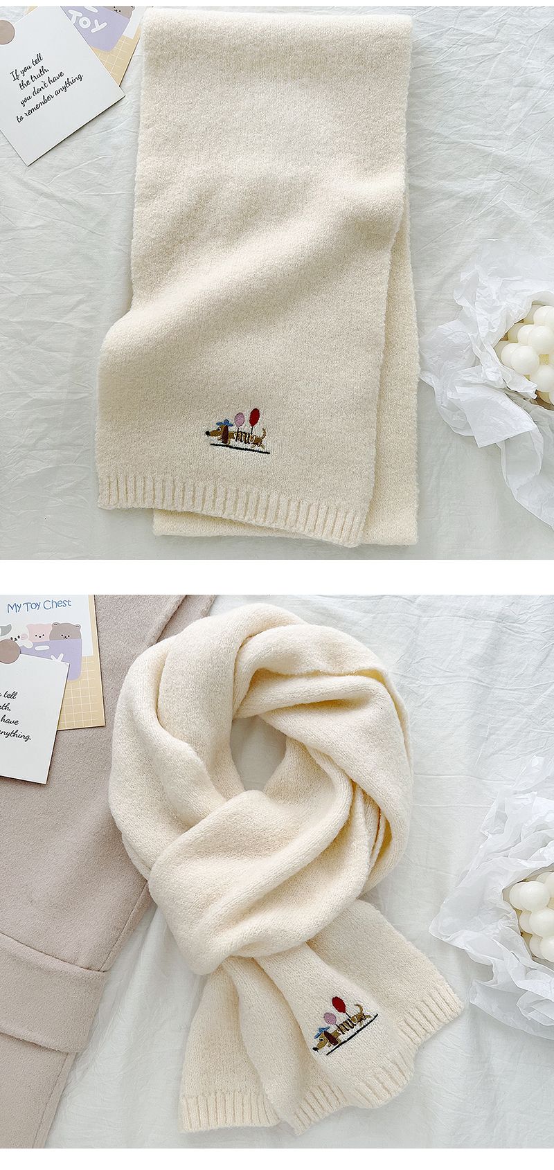 Nuova sciarpa di lana a forma di cucciolo di palloncino con sensazione di alta qualità, sciarpa calda invernale da donna, coppia di studenti semplice e versatile,_voghion.com