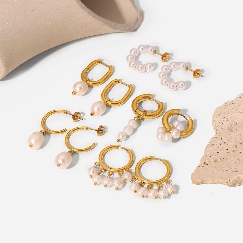 Damen Schmuck K Gold High-End-Ohrringe Modische Retro Perlenohrringe_voghion.com